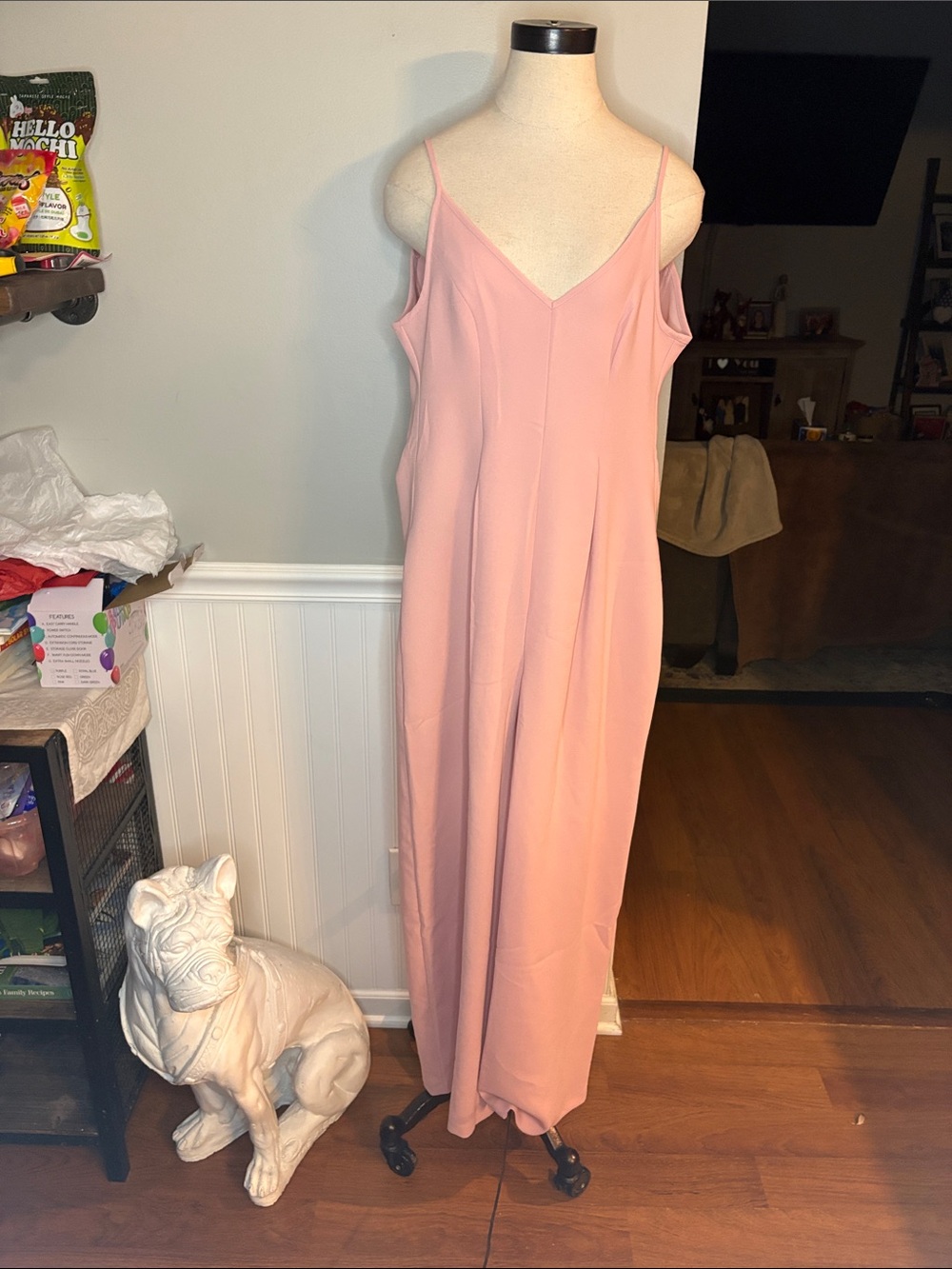 BCBGeneration Blush Pink Maxi Slip Dress with Spaghetti Straps